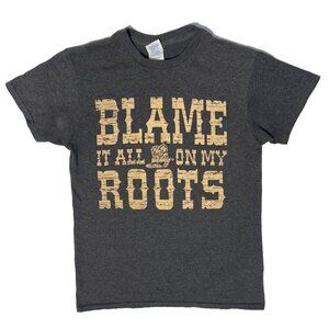 Blame It All On My Roots Cowgirl Square Dancing Gray Tshirt - S